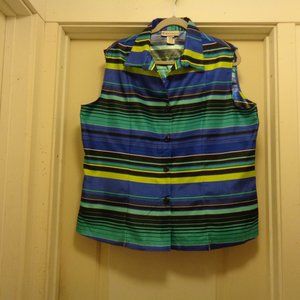 BRAT GIRL SUMMER SILK LIKE STRIPES SLEEVELESS BLOUSE 18/20